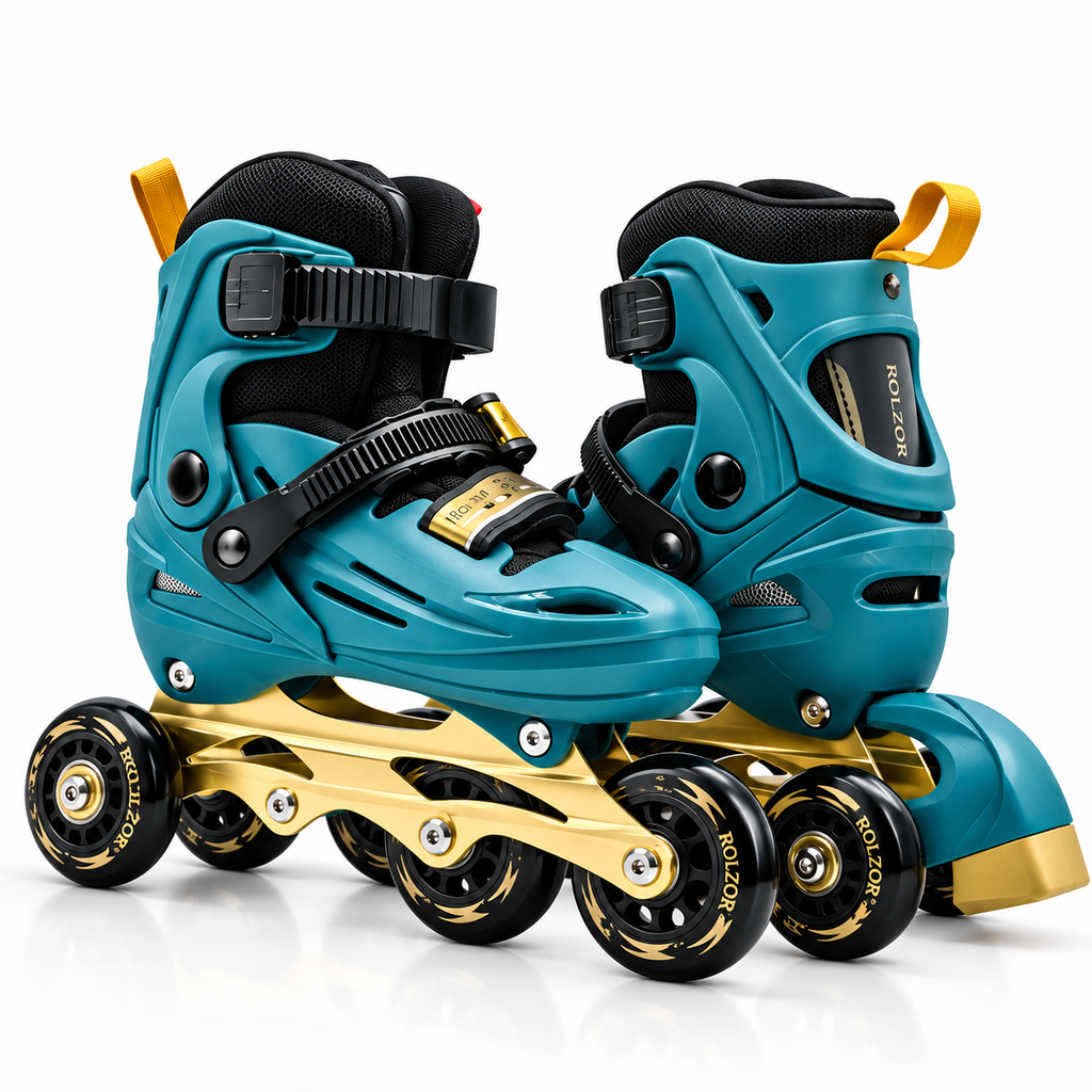 ROLZOR Adjustable Inline & Roller Skates Shoes Complete Set with Helmet and Protection for kids